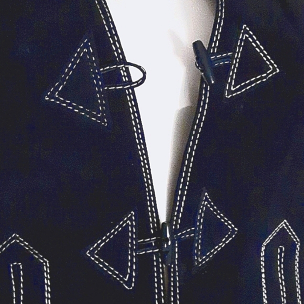 Leather Craft NY Vintage1960's SuedeLeatherNavyBlue&WhiteStitchVest.Jus LikeNew